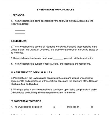 official rules sweepstakes